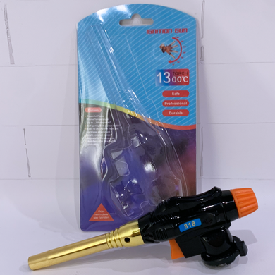 Газова пальник-насадка з латунним соплом IGNITION GUN 818 з п'єзопідпалом на цанговий балон 818 фото