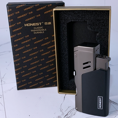 Газовая зажигалка HONEST для сигар (турбо-пламя, пробойник и игла) HL-854 Pearl Black HL-854 Pearl Black фото