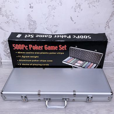 🎲 Професійний набір для покеру Poker box на 500 фішок з номіналом в алюмінієвому кейсі 500N _500N фото