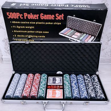 🎲 Професійний набір для покеру Poker box на 500 фішок з номіналом в алюмінієвому кейсі 500N _500N фото