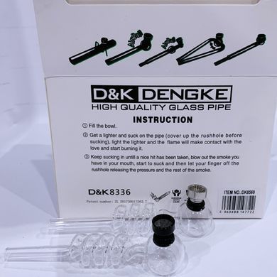 Спиральная стеклянная трубка для курения ☘️ (14 см) D&K DENGKE DK-8569 DK-8569 фото