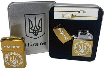 Дуговая электроимпульсная USB зажигалка ⚡️Украина (металлическая коробка) HL-447-Gold HL-447-Gold фото