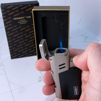 Газовая зажигалка HONEST для сигар (турбо-пламя, пробойник и игла) HL-854 Pearl Grey HL-854 Pearl Grey фото