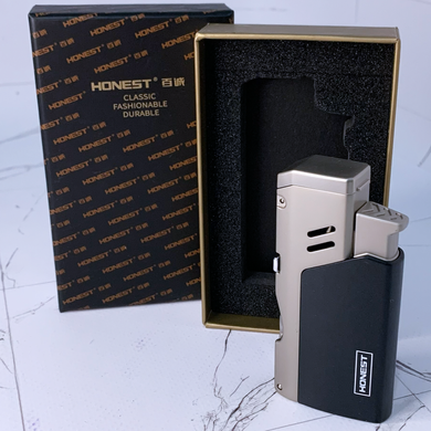 Газовая зажигалка HONEST для сигар (турбо-пламя, пробойник и игла) HL-854 Pearl Grey HL-854 Pearl Grey фото