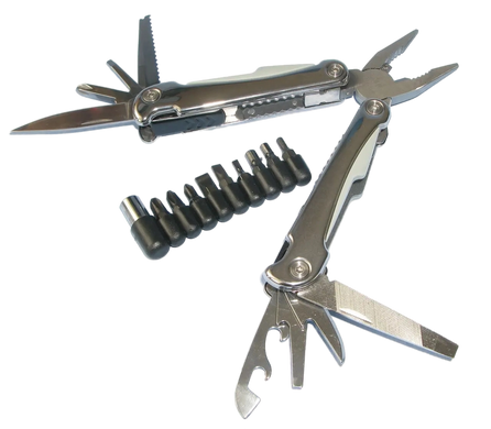 Многофункциональный нож (мультитул) с комплектом бит Traveler 16,2см (72шт/ящ) MT832ID-8G Серый MT832ID-8G-сірий фото