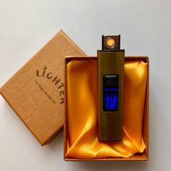 USB ⚡️ Зажигалка с подсветкой Герб Украины 🇺🇦 в подарочной упаковке (Спираль накаливания) UA-45 Gold UA-45-Gold фото