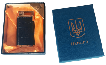 Запальничка в подарунковій коробці Україна 🇺🇦 (Гостре полум'я) HL-323-1 чорна HL-323-1-чорна фото