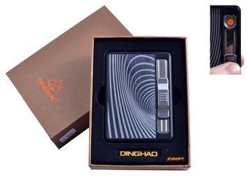 Портсигар + USB зажигалка с выбросом сигарет "Абстракция" (На 10 сигарет, Спираль накаливания) №4844-1 №4844-1 фото