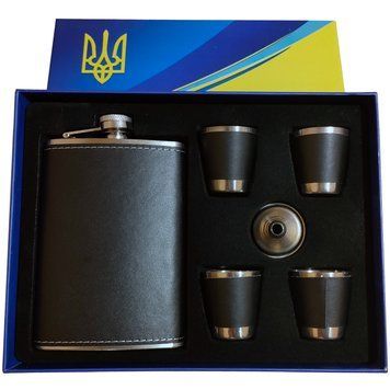 Подарочный набор фляга,4 рюмки, воронка (Украина) TZ-49 Black TZ-49 Black фото