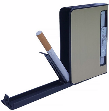 Портсигар на 10 сигарет з автоматичною подачею та запальничкою FOCUS (Гостре полум'я🚀) D384 D384 фото