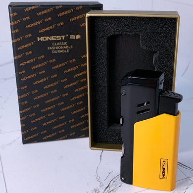 Газовая зажигалка HONEST для сигар (турбо-пламя, пробойник и игла) HL-854 Yellow HL-854 Yellow фото