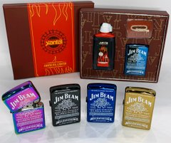 Зажигалка бензиновая в подарочной коробке 🎁 "Jim Beam" Бензин, кремень, фитиль JIANTAI HL-453 HL-453 фото