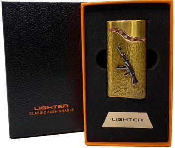 Газова запальничка "Зброя" (Турбо полум'я 🚀, подарункова коробка 🎁) Jiebao Lighter HL-505 Golden HL-505-Golden фото