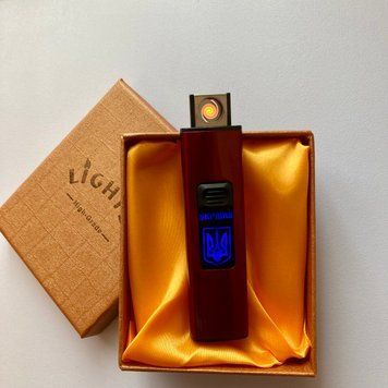 USB ⚡️ Зажигалка с подсветкой Герб Украины 🇺🇦 в подарочной упаковке (Спираль накаливания) UA-45 RED UA-45-RED фото