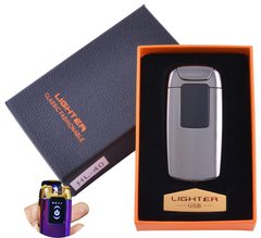 Електроімпульсна запальничка в подарунковій упаковці Lighter (Подвійна блискавка, USB) №HL-40 Black 955743009 фото