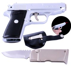 Газова запальничка з ножем Пістолет Walther PPK (Турбо полум'я🚀) XT-4967-Silver XT-4967-Silver фото