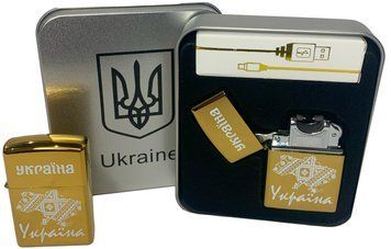 Дуговая электроимпульсная USB зажигалка ⚡️Украина (металлическая коробка) HL-451-Gold HL-451-Gold фото