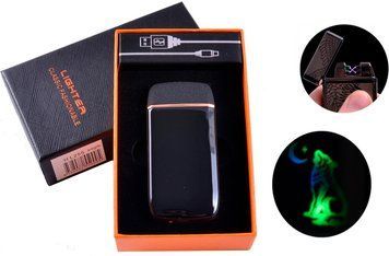 Электоимпульсная (USB) Зажигалка две молнии, тряска, подсветка HL-255 Moon Wolf HL-255-Moon-Wolf фото