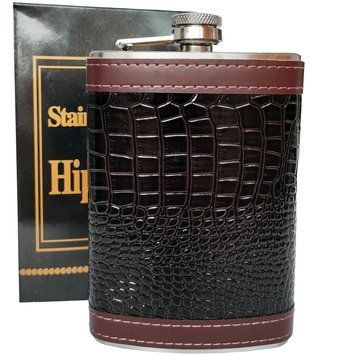Фляга в шкіряному чохлі з тисненням під крокодила, 9 oz BP-9-A-Кор BP-9-A-Кор фото