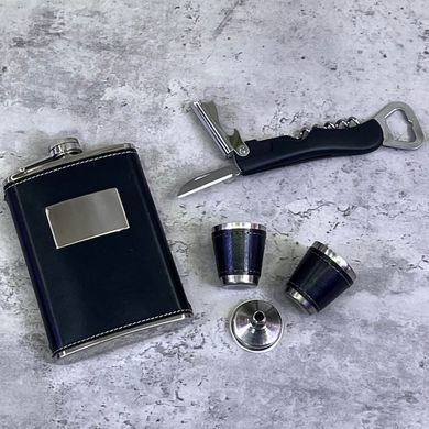 Подарочный набор фляга / штопор / стопки / лейка XT-3 Черный XT-3 Чорний фото