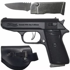 Зажигалка газовая с ножом Пистолет Walther PPK (Турбо пламя🚀) XT-4967 Black XT-4967-Black фото