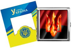Портсигар на 20 сигарет металевий "Україна у вогні 🔥" YH-14 YH-14 фото