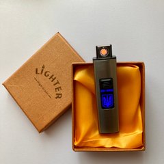 USB ⚡️ Зажигалка с подсветкой Герб Украины 🇺🇦 в подарочной упаковке (Спираль накаливания) UA-45 silver UA-45-silver фото