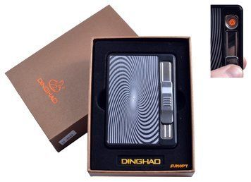 Портсигар + USB зажигалка с выбросом сигарет "Абстракция" (На 10 сигарет, Спираль накаливания) №4844-4 №4844-4 фото