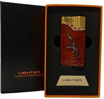Газова запальничка "Зброя" (Турбо полум'я 🚀, подарункова коробка 🎁) Jiebao Lighter HL-505 Wooden HL-505-Wooden фото