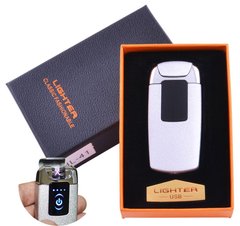 Електроімпульсна запальничка в подарунковій упаковці Lighter (Подвійна блискавка, USB) №HL-41 White 955743011 фото