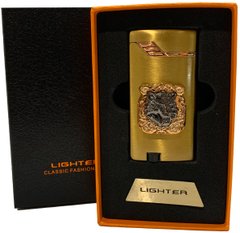 Зажигалка газовая "Тигры 🐅" (Турбо пламя 🚀, подарочная коробка 🎁) Jiebao Lighter HL-506 Golden HL-506-Golden фото