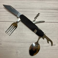 Складний туристичний ніж, ложка, вилка, штопор, відкривалка (120шт/ящ) №706ALL black 706ALL-black фото
