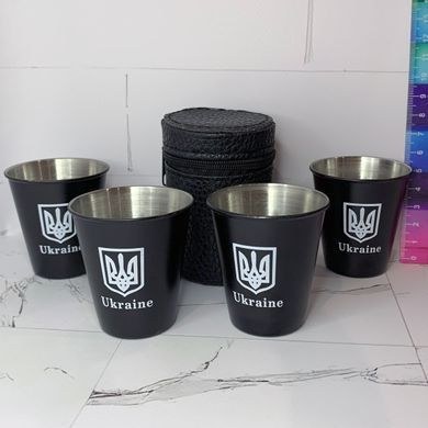 Набор металлических рюмок "Ukraine" (4 шт.) с кожаным чехлом PM-20-4 PM-20-4 фото