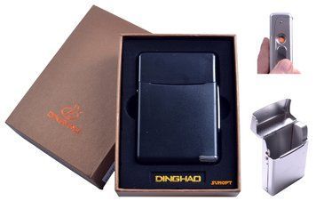 Портсигар + USB зажигалка (Под сигаретную пачку, Спираль накаливания) №4845 Black 4845-Black фото