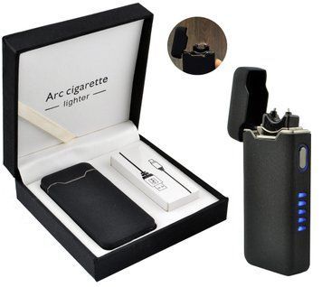 Електроімпульсна запальничка USB блискавка-дуга, індикатор заряду HL-216 Black matte HL-216-Black-matte фото