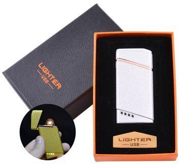 USB зажигалка в подарочной упаковке Lighter (Спираль накаливания) №HL-18 White 1137143905 фото