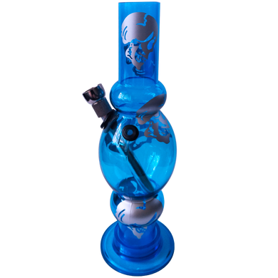 Акриловый бонг &laquo;Skulls Blue&raquo; с металлическим шлифом (20 см) K-19 K-19 фото