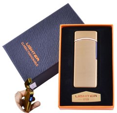 Электроимпульсная зажигалка в подарочной упаковке Lighter (Двойная молния, USB) HL-44 Gold HL-44 Gold фото