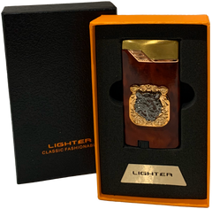 Газова запальничка "Тигри 🐅" (Турбо полум'я 🚀, подарункова коробка 🎁) Jiebao Lighter HL-506 Wooden HL-506-Wooden фото