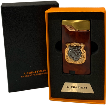 Газова запальничка "Тигри 🐅" (Турбо полум'я 🚀, подарункова коробка 🎁) Jiebao Lighter HL-506 Wooden HL-506-Wooden фото
