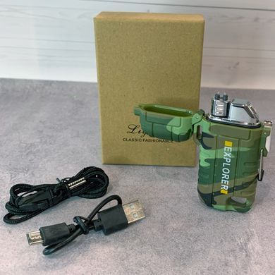 Дуговая электроимпульсная зажигалка водонепроницаемая⚡️EXPLORER HL-516 Green HL-516 Green фото