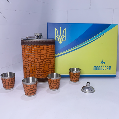 Подарунковий набір з флягою 9 oz (270 мл), 4 чарками по 30 мл та лійкою Moongrass (Крокодил) TZ-57 TZ-57 фото
