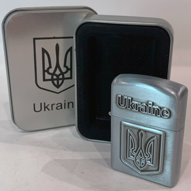 Запальничка в подарунковій коробці Україна 🇺🇦 (Гостре полум'я) срібло HL-328 HL-328-Silver фото