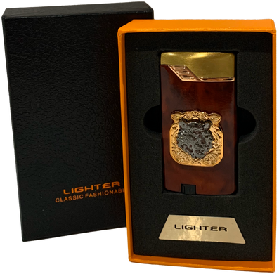 Газова запальничка "Тигри 🐅" (Турбо полум'я 🚀, подарункова коробка 🎁) Jiebao Lighter HL-506 Wooden HL-506-Wooden фото