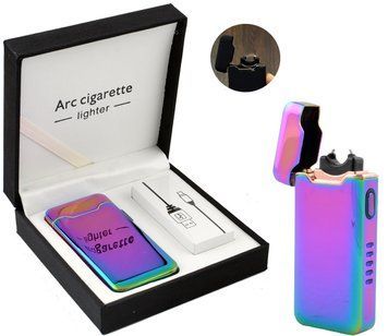 Електроімпульсна запальничка USB блискавка-дуга, індикатор заряду HL-216 Rainbow HL-216-Rainbow фото