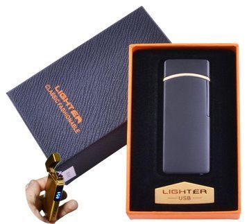 Електроімпульсна запальничка в подарунковій упаковці Lighter (Подвійна блискавка, USB) HL-44 Black HL-44 Black фото