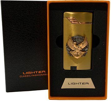Газова запальничка "Орли 🦅" (Турбо полум'я 🚀, подарункова коробка 🎁) Jiebao Lighter HL-507 Golden HL-507-Golden фото