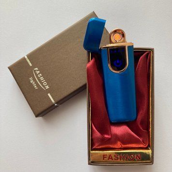 USB ⚡️ Зажигалка с подсветкой FASHION в подарочной упаковке (Спираль накаливания) USB-101 blue USB-101 blue фото