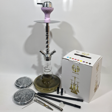 Кальян повний комплект HOOKAH на 2 трубки (50 см) 20-3 Сріблястий / Smoky Green 20-3 Сріблястий / Smoky Green фото