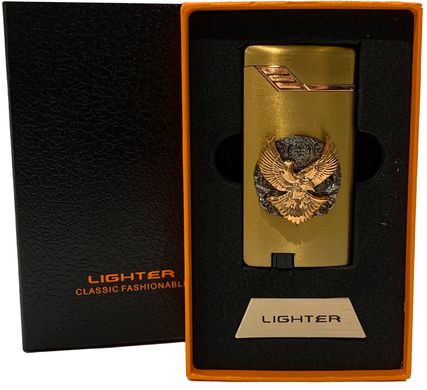 Газова запальничка "Орли 🦅" (Турбо полум'я 🚀, подарункова коробка 🎁) Jiebao Lighter HL-507 Golden HL-507-Golden фото